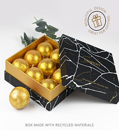 24k Gold Bath Bombs Gift Box, 9 Handmade Spa Bombs
